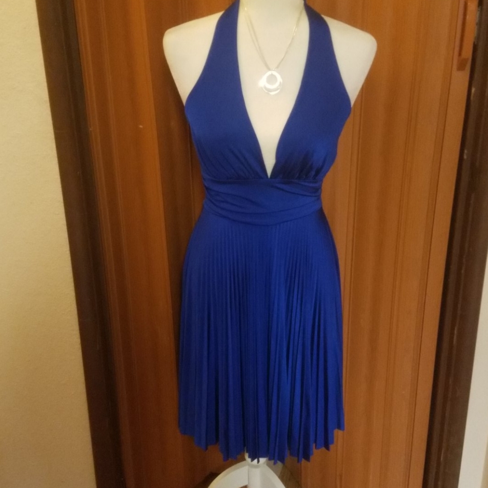 SABORA BLUE HALTER DRESS